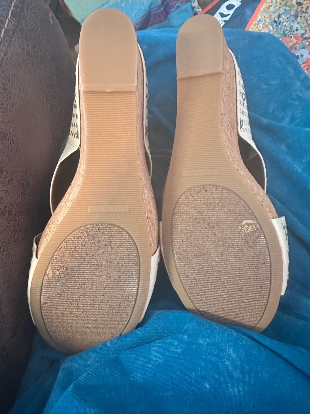 Lucky Brand Studded White Cork Wedge Slide Sandals - Women - Picture 9 of 12